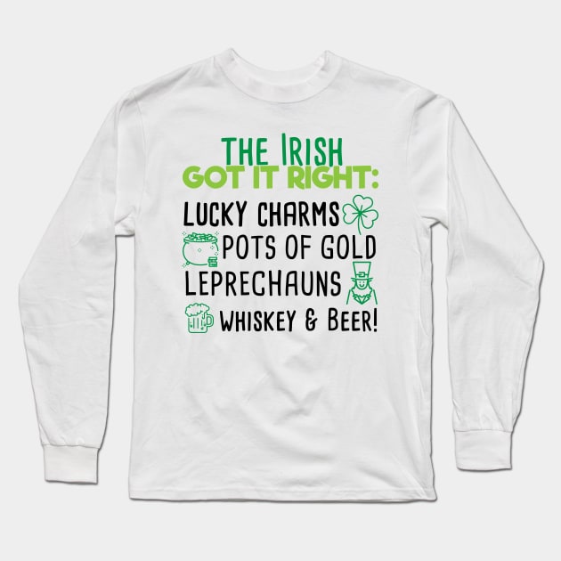 Lucky Charms Whiskey And Beer Long Sleeve T-Shirt by FUNNYTIMES